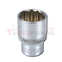 Socket 12-point 1/4", metric size: 13mm, socket type: short, length 25mm