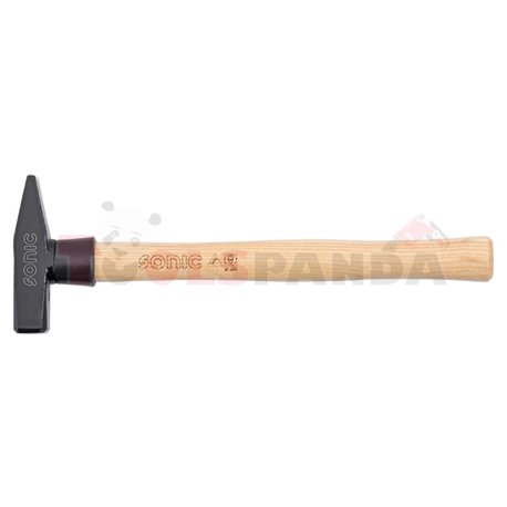 Hammer, type: ironwork, head: metal, conical tip / square / transverse, stem: rubber coated, weight: 200 g, length: 287 mm