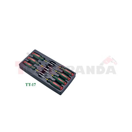 Insert tray with tools for trolley number of tools: 7, type of tools: TORX screwdriver(s), torx Pentacle size:T10 T15 T25 T27 T3