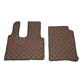 Floor mat F-CORE MERCEDES, quantity per set 2 szt. (material - eco-leather, colour - brown) MERCEDES ACTROS MP4 / MP5 07.11-
