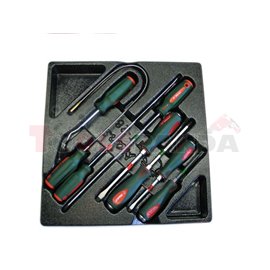Insert tray with tools for trolley, insert tray type: plastic, number of tools: 8 szt., type of tools: magnet(s) phillips ph scr