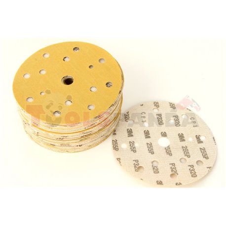 Sandpaper Hookit, disc, P320, colour: yellow, 100pcs, number of holes: 15