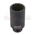 Impact socket 12-point 1/2”, metric size: 27mm, long, length 78mm