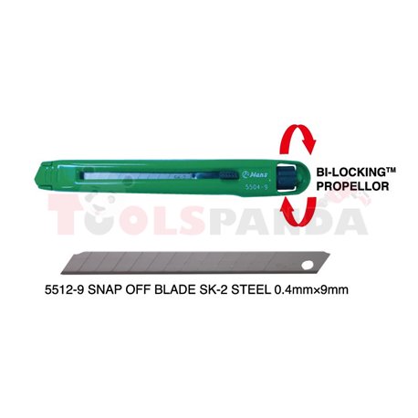 (PL) Nóż (PL) wysuwany, дължина: 135 mm, (PL) metalowy, ostrze łamane o wymiarach 0,5mm x 9mm
