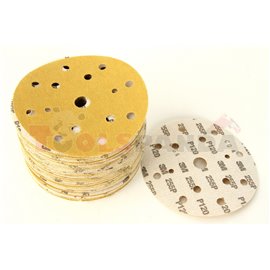 Sandpaper Hookit, disc, P120, colour: yellow, 100pcs, number of holes: 15