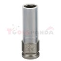 Ударна 6-стенна вложка 1/2”, метричен размер: 17mm, дължина 86mm, дълбока, за гуми (с пръстен)