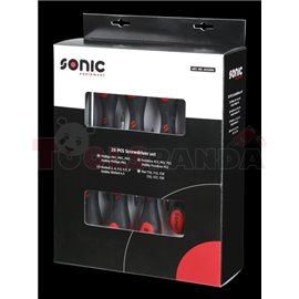 Set of screwdrivers, 20 pcs, profile: flat, Philips PH, Pozidriv PZ, TORX | SONIC