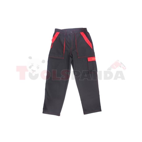 Традиционни черни и червени работни панталони, размер L. Изработен от 260 g / m2 материал