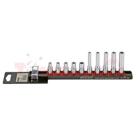 Set of sockets, 10 pcs, socket / Drive: 1/4", TORX-E socket(s), torx / Pentacle size: E10, E5, E6, E7, E8,