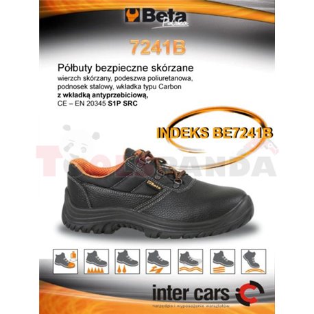 BETA Safety shoes model: BASIC, size: 40, safety category: S1P, SRC, material: leather, colour: black, shoe nose: steel