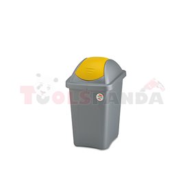 Кош за боклук с люлеещ капак Stefanplast Multipat 30L Сив с жълт капак