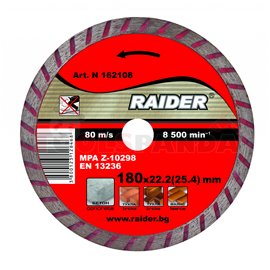 Диск диамантен ø180x22.2мм. Turbo RD-DD07 | RAIDER