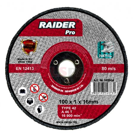 Диск за рязане на метал за пневматичен ъглошлайф ø100x1x16мм. | RAIDER