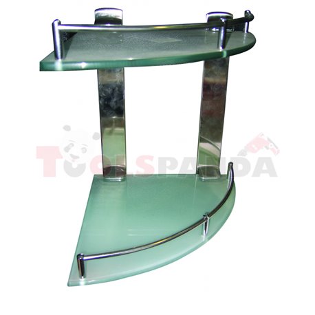Етажерка за баня стъклена ъглова двойна 250мм. | Top Chrome