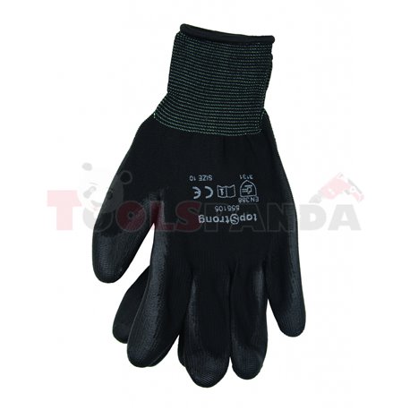 Ръкавици топени в полиуретан черни, р-р 10 | TopStrong