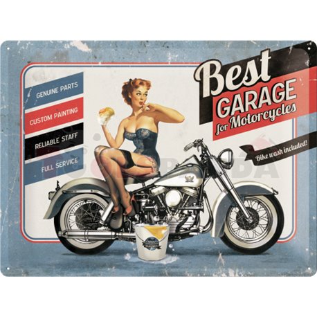 Табела ретро метална Best garage for motorcycles /XL/ 30x40см.