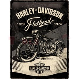 Табела ретро метална Harley Davidson Flathead black /XL/ 30x40см.