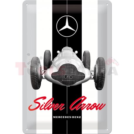 Табела ретро метална Mercedes Silver arrow /L/ 20x30см.