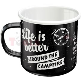 Канче метално Life is better around the campfire 360 мл. емайлирано | Retro