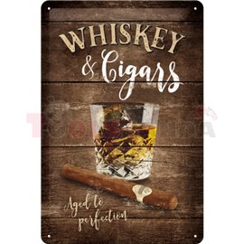 Табела ретро метална Whiskey & Cigars /L/ 20x30см. | Retro