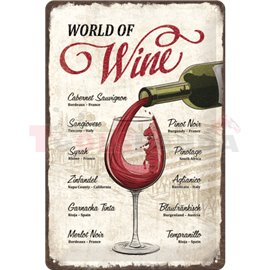 Табела ретро метална Wine World /L/ 20x30см. | Retro