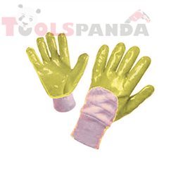 Ръкавици бяло трико / жълт нитрил 60g TS