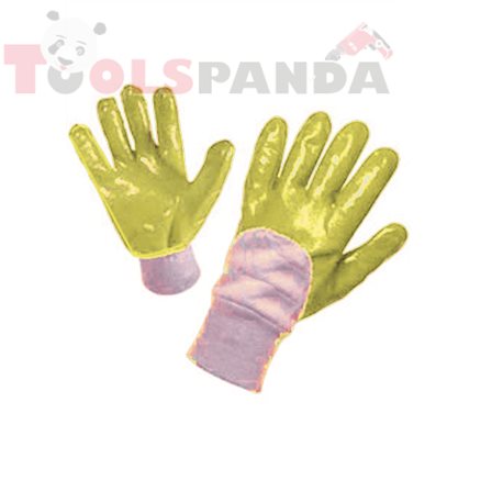 Ръкавици бяло трико / жълт нитрил 60g TS