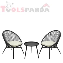 Градински мебели к-т от 2 кресла и маса POLYRATTAN GRAY NAPA | HORECANO