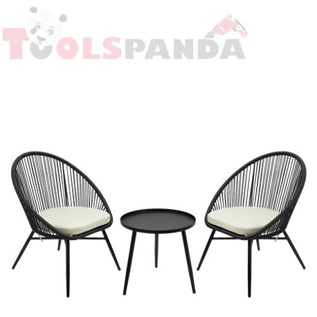 Градински мебели к-т от 2 кресла и маса POLYRATTAN GRAY NAPA | HORECANO