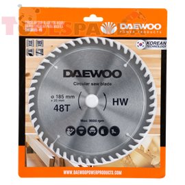 Диск за ръчен циркуляр, за дърво, 185х20х48Т | DAEWOO