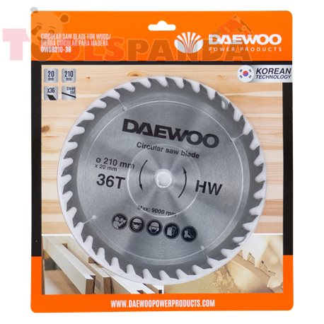 Диск за ръчен циркуляр, за дърво, 210х20х36Т | DAEWOO