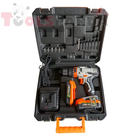 Бормашина акумулаторна ударна "UNI-BAT", две скорости 44Nm 20V Li-ion комплект +2xбатерии 2Ah+зарядна станция 2.5Ah | DAEWOO