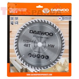 Диск за ръчен циркуляр, за дърво, 210х20х48Т | DAEWOO