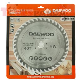Диск за настолен циркуляр, за дърво 250х30х40Т с адаптер 30/25.4мм | DAEWOO