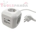 Разклонител "Куб" с 4 гнезда max. 3680W, USB+TypeC 5V max. 3.1A | KONEKTO