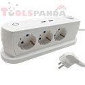 Разклонител за бюро с 3 гнезда, 2хUSB 5V max. 2.4A, ключ и кабел 1.4м | KONEKTO