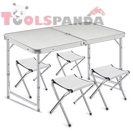 Къмпинг маса с 4 стола сгъваема 120х60