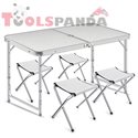 Къмпинг маса с 4 стола сгъваема 120х60
