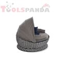 Кръгъл диван със сенник светло сив MIAMI OUTDOOR | HORECANO