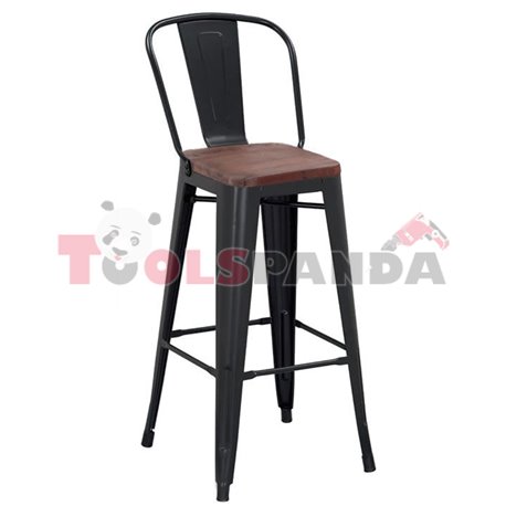 Бар стол метал/дърво черен мат 46x44x117.5см.
