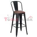 Бар стол метал/дърво черен мат 46x44x117.5см.