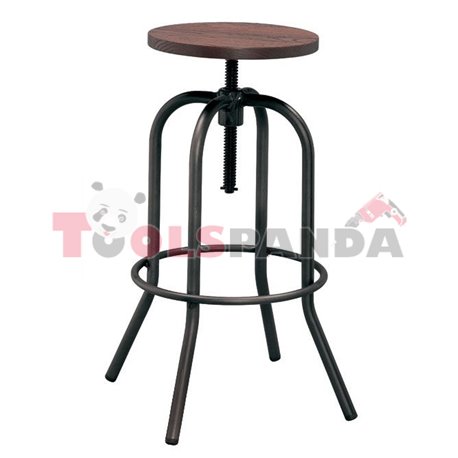 Бар стол на винт метал/дърво черен мат 40x40x70-86см.