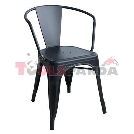 Метален стол с подлакътник черен мат 48x51x74см.