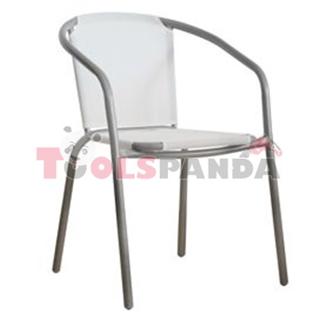 Стол с бяла мрежа и сива рамка 58x53x77см.