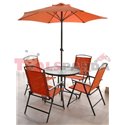 Градинска маса и 4 стола + чадър оранжев комплект
