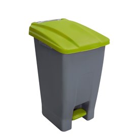 Кош за разделно събиране на отпадъци с педал и колела зелен 70л. 44x52x74.5см.