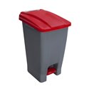 Кош за разделно събиране на отпадъци с педал и колела червен 70л. 44x52x74.5см.