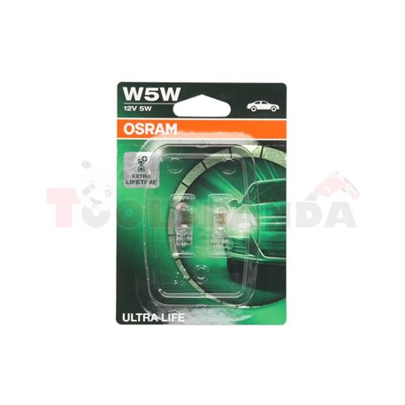 Крушка W5W, 12V, 5W, тип фасунга: W2,1X9,5D, серия: Ultra Life, брой в опаковка: 2 бр.