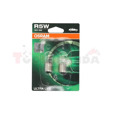 Крушка R5W, 12V, 5W, тип фасунга: BA15S, серия: Ultra Life, брой в опаковка: 2 бр.