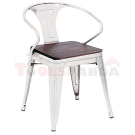 Стол с подлакътник дърво/метал 56х51х80см. Retro white